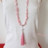 Bettelkette rosa Perlenkette Quaste Bohokette Perlen Kette
