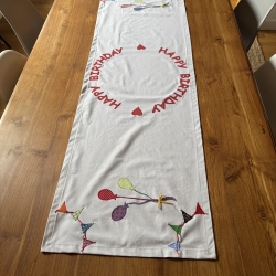 Tischläufer Applikation *Happy Birthday*, Geburtstag, 45x140cm
