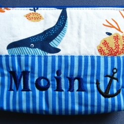 Kosmetiktäschchen, Schminktäschchen, bestickt