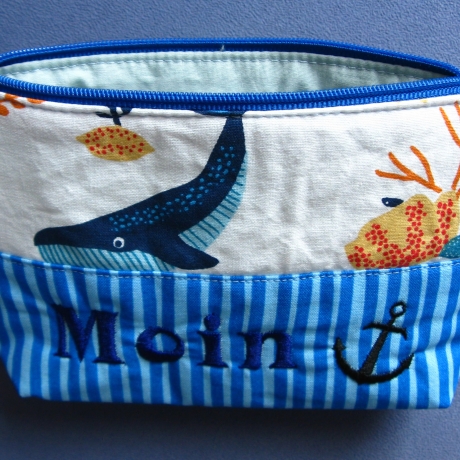 Kosmetiktäschchen, Schminktäschchen, bestickt