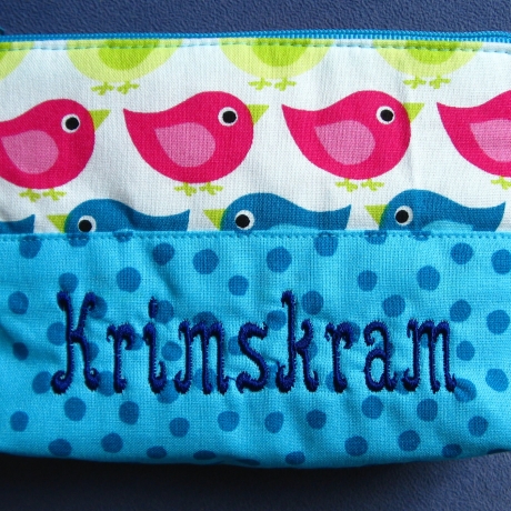 Kosmetiktäschchen, Schminktäschchen, bestickt