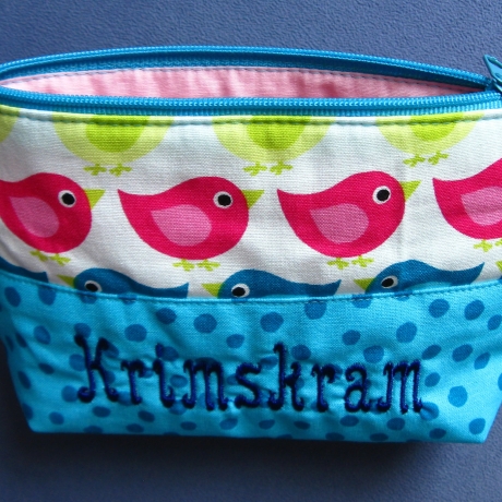 Kosmetiktäschchen, Schminktäschchen, bestickt