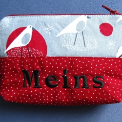 Kosmetiktäschchen, Schminktäschchen, bestickt