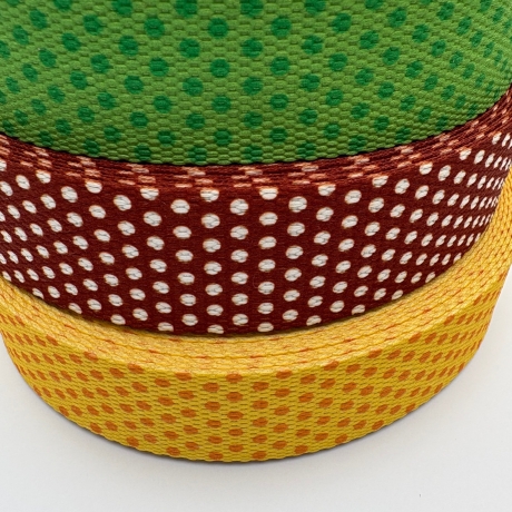 Gurtband 30 mm braun weiß Punkte Dots 1 mm stark
