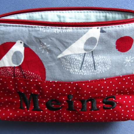 Kosmetiktäschchen, Schminktäschchen, bestickt