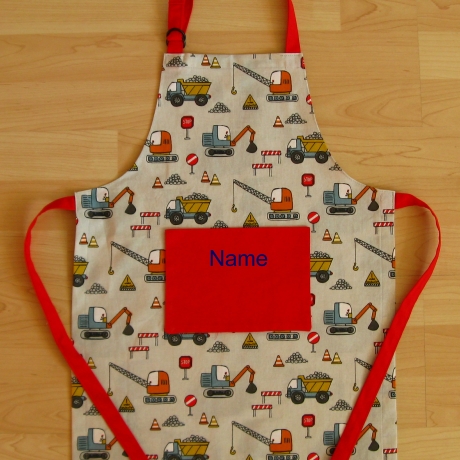 Kinderschürze - Bagger/Baustelle - auf Wunsch personalisiert