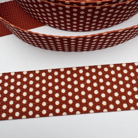 Gurtband 30 mm braun weiß Punkte Dots 1 mm stark