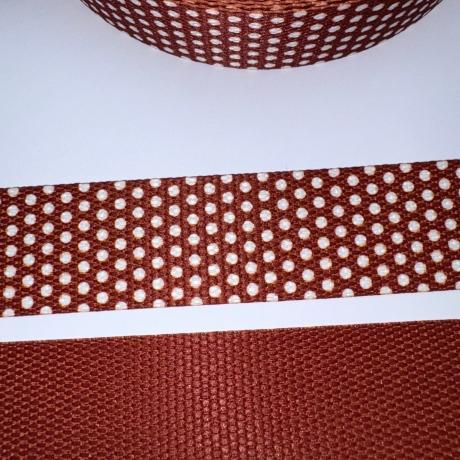Gurtband 30 mm braun weiß Punkte Dots 1 mm stark
