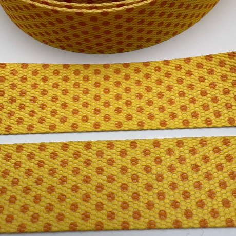 Gurtband 30 mm orange gelb Punkte Dots 1 mm stark