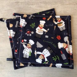Topflappen Set XL -doppellagig Geschenk Einzigartig - Koch blau