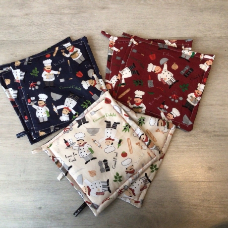 Topflappen Set XL -doppellagig Geschenk Einzigartig - Koch Natur