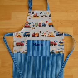 Kinderschürze  - Autos - auf Wunsch personalisiert