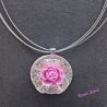 Kette kurz mit Anhänger pink silberfarben Upcycling