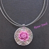 Kette kurz mit Anhänger pink silberfarben Upcycling
