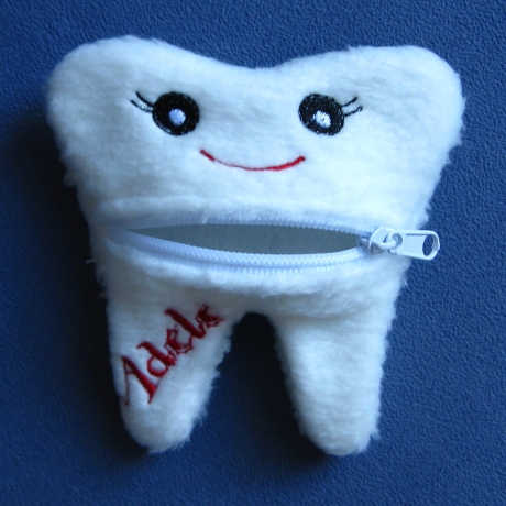 Zahnfee - Zahn mit Reißverschluss - personalisierbar