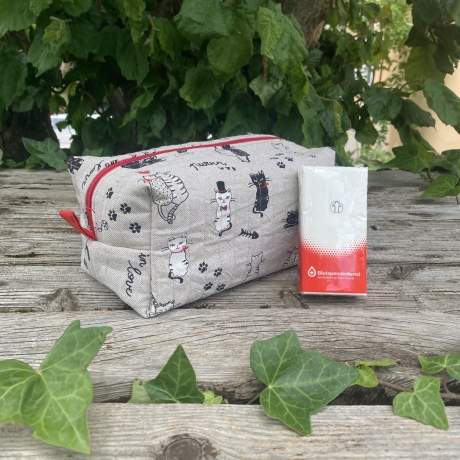 Kulturbeutel Boxy Bag | Katzen gesteppt | Aufbewahrung