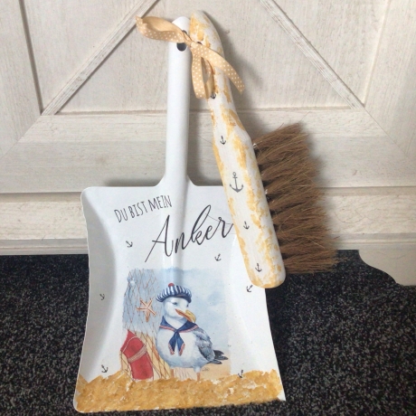Kehrbesen Set - handmade -Geschenk -  Möwe „ Du bist mein Anker“