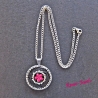 Kette kurz mit Anhänger braun pink silberfarben Upcycling