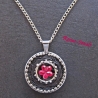 Kette kurz mit Anhänger braun pink silberfarben Upcycling