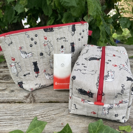 Kulturbeutel Boxy Bag | Katzen gesteppt | Aufbewahrung