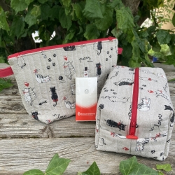 Kosmetiktasche | Katzen gesteppt | Kulturbeutel | Aufbewahrung