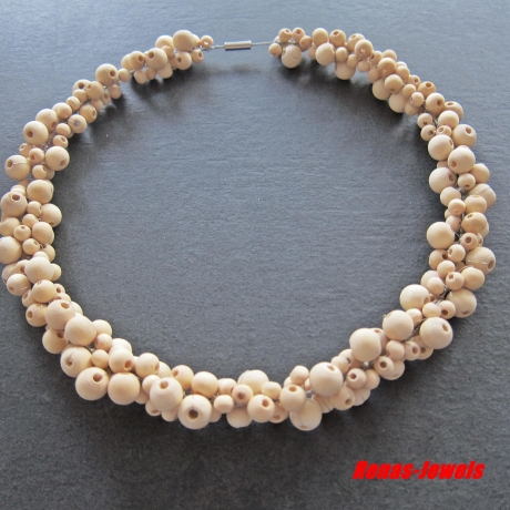Halsreif 54 cm Holzkette  Perlenkette Natur Holzperlen Kette