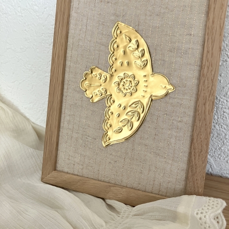 L'oiseau • gerahmtes Bild mit Goldfolienprägung • Vogel