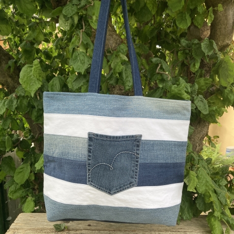 Shopper aus Upcycling-Jeans | Schultertasche |  Einkaufstasche
