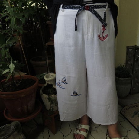 Leinen los Damenhose ( Culotte) für den Sommer Gr.52