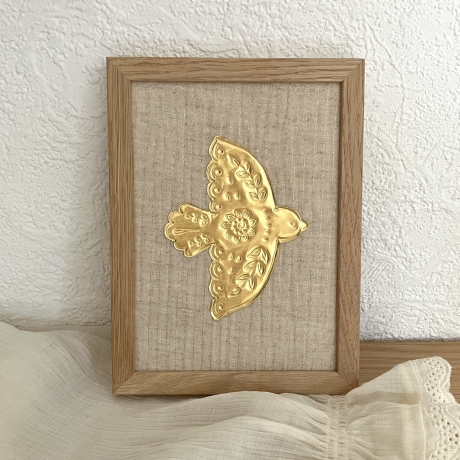 L'oiseau • gerahmtes Bild mit Goldfolienprägung • Vogel