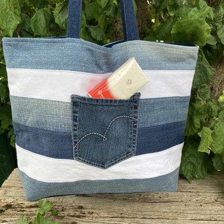 Shopper aus Upcycling-Jeans | Schultertasche |  Einkaufstasche