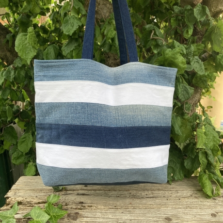 Shopper aus Upcycling-Jeans | Schultertasche |  Einkaufstasche