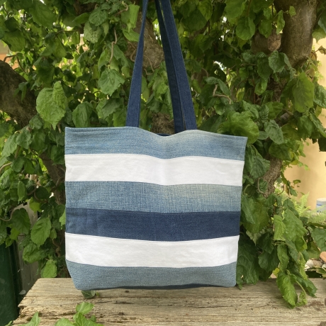 Shopper aus Upcycling-Jeans | Schultertasche |  Einkaufstasche