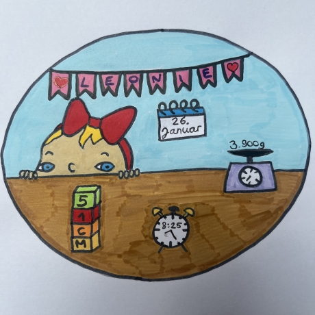 Handgemalter Stein zur Geburt Baby