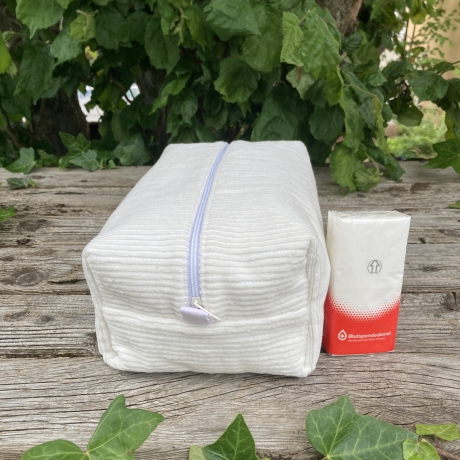 Kulturbeutel Boxy Bag | Weiß-Creme | Cord | Kosmetik | Organizer 