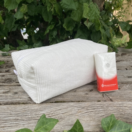 Kulturbeutel Boxy Bag | Weiß-Creme | Cord | Kosmetik | Organizer 