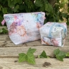Kulturbeutel Boxy Bag | Aquarell-Blumen gesteppt | Kosmetiktasche