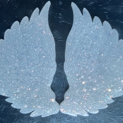 Engelsflügel Neu Resin Handmade weiß und Glitzer Himmlische Deko