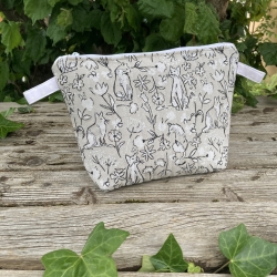 Kosmetiktasche Katzen Beige gesteppt | Kulturbeutel