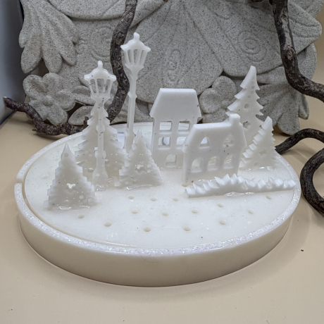 Handgefertigter Teelichthalter Winterlandschaft aus Epoxidharz