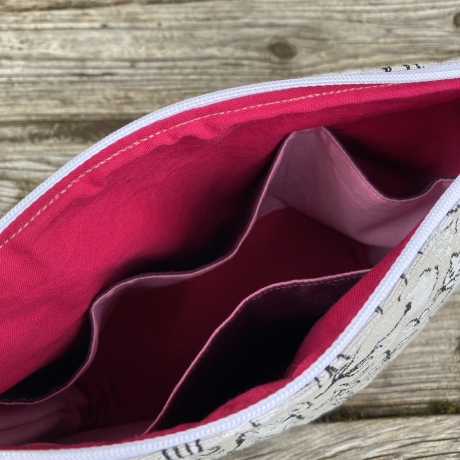 Kosmetiktasche Katzen Beige gesteppt | Kulturbeutel