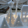Handgefertigter Teelichthalter Winterlandschaft aus Epoxidharz