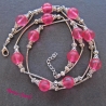 Perlen Kette zweireihig pink silberfarben Collier Polaris Perlen