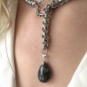 Lariat Halskette Larvikit Stein Norwegen Statement Edelstahl