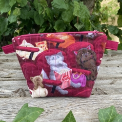 Kulturtasche gesteppt Katzen Kino Weinrot | Aufbewahrung