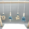 Spielbogen Anhänger Set 4 Stück gehäkelt Wal Oktopus blau weiß 