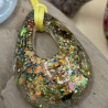 Glitzernder Tropfen-Anhänger aus Epoxidharz – handgefertigt, 