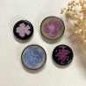 4 dekorative Vintage Magnete mit gepressten Blumen