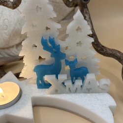 Teelichthalter „Komet“ – Handmade aus Epoxidharz, winterlich 