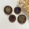 4 dekorative Vintage Magnete mit gepressten Blumen